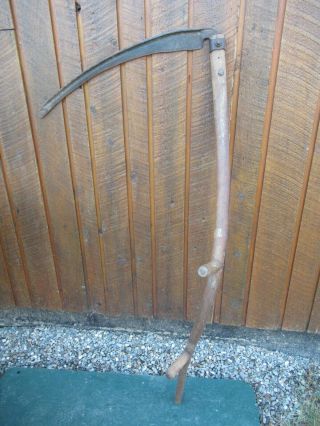 Vintage Antique 55 " Long Scythe Hay Grain Sickle Farm Tool Blade Is 25 " Long
