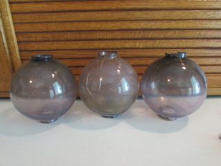 Antique Purple Amethyst Glass Lightning Rod Weathervane Balls (3)