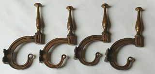 Antique Victorian Solid Brass Hat Coat Hooks 19th Century Architectural Hardware