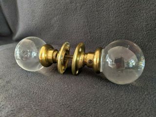 Vintage Brass And Clear Glass Ball - Shaped Door Knob Set