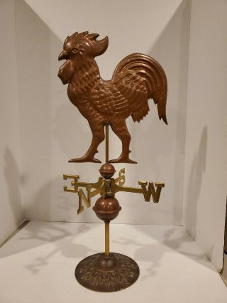 Vintage Brass & Copper Desktop Weathervane - Chicken Rooster Home Décor
