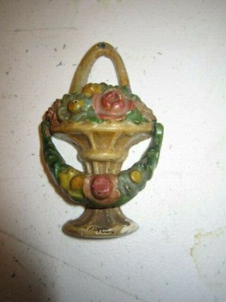Antique Cast Iron Hand Painted Flower Pot Door Knocker