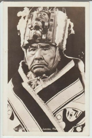 Native Eskimo Chief Jim Tagook - Juneau,  Alaska Rppc Postcard,  Indian E1