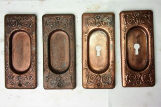 4 Antique Vintage Victorian Ornate Pocket Door Pull / Handle Reclaimed