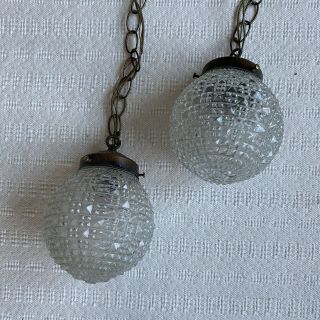 Vintage Art Deco Glass Globe Pendant Light Fixture Scandi Swedish Lamp