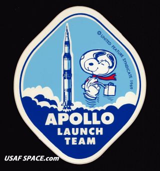 Authentic - Vintage - Snoopy - Apollo - Launch Team - Nasa Space Sticker - Decal