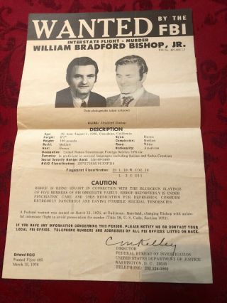 Fbi Most Wanted Poster William Bradford Bishop Junior 1976 Diplomat
