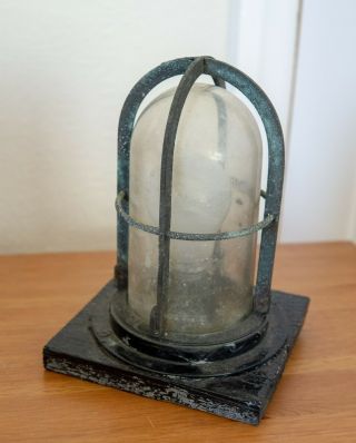Antique Brass And Glass Wall Or Table Lamp,  Outdoor