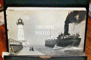 D1987,  Joseph Woods,  Seldom Seen Real Photo Ore Ship,  1913