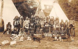 Oregon,  American Indian Village,  Men,  Women & Children,  Real Photo Pc 1913