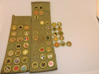 50 Assorted Vintage Boy Scout Merit Badges 1940 - 60 Crimped Round Edge