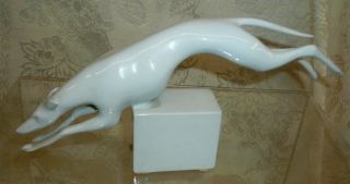 Art Deco Royal Dux Porcelain Stylized Greyhound Figurine 10 " Long
