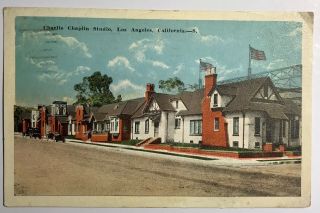 Los Angeles Ca Charlie Chaplin Studio American Flag City Street View 1923 Card