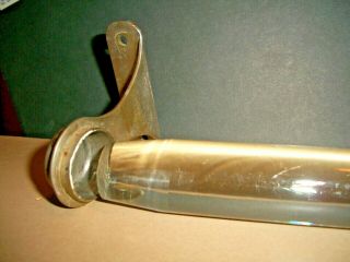 Antique Heavy 1 1/8 " Thick By 24 " Long Glass Towel Bar W/ Chrome Brass Brackets