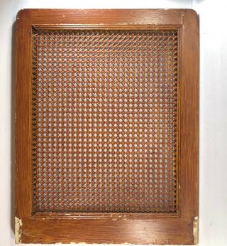 Wood Wicker Room Divider Screen Church Confessional Panel 23” Vtg Mid Century