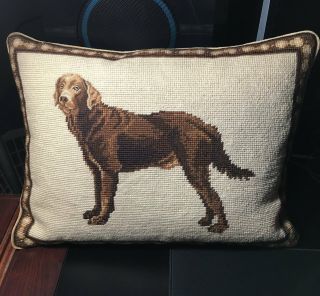 Labrador Retriever Dog Handmade Needlepoint Pillow 16 " By 12 "