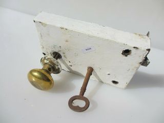 Large Antique Iron Door Lock Brass Knobs Handles Victorian Old Bolt Key Vintage