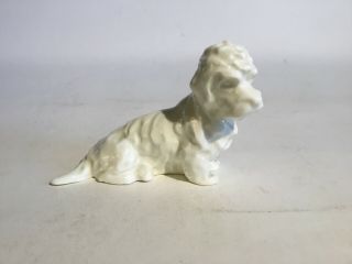 Precious Vintage C 1950’s White Glossy Porcelain Dandie Dinmont Terrier Figurine