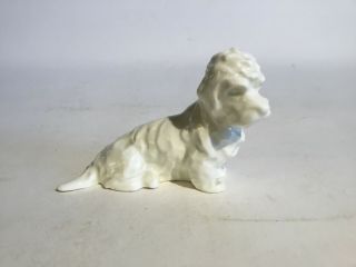 Precious Vintage C 1950’s White Glossy Porcelain Dandie Dinmont Terrier Figurine 2