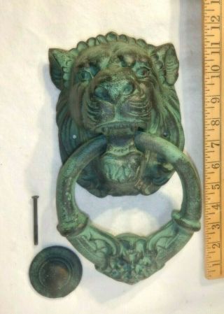 Large Vintage Style Cast Iron Lion Door Knocker W Pad