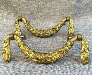 Antique French Drawer Pulls Handles 19th Century Bronze Louis Xvi Style
