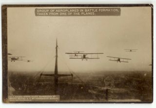 Wwi U.  S.  Army Airplanes In Battle Formation,  Photo Postcard Rppc Biplane In Air
