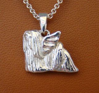 Small Sterling Silver Lhasa Apso Angel Pendant