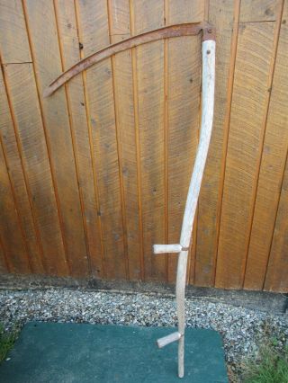 Vintage Antique 60 " Long Scythe Hay Grain Sickle Farm Tool Blade Is 29 " Long