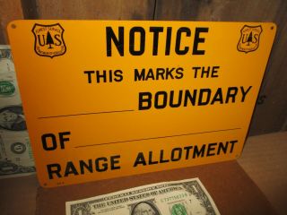 NOTICE - - - This Marks the Boundary of Range Allotment - - - US FOREST SERVICE SIGN 3