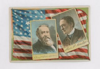 1888 Harrison & Morton Presidential Campaign Clothing Ad Victorian Trade Card