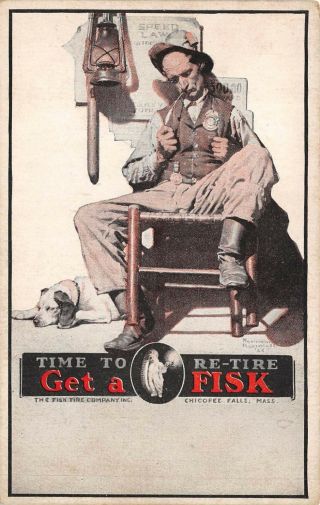 Norman Rockwell Image,  Fisk Tire Advertising Pc,  Man & His Dog,  Dated 1920 