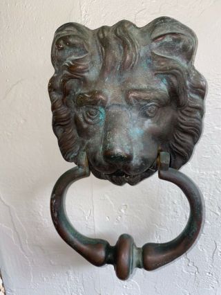 Antique Victorian Lion Head Lionhead Door Knocker Knobs Handles Bronze Brass