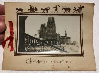 Rare 1930s? Missionary Christmas Shanghai China Park Hotel Photo Card Postcard