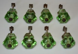 8 Antique Vintage Green Uranium Glass Drawer Cabinet Door Pulls & Hardware Nr