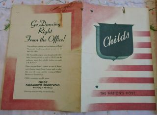 1942 Childs Restaurant Menu Times Square York City Nyc (tdbr)