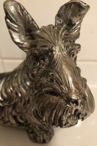 Cast Metal Scotty Dog Scottish Terrier Door Stop Figurine Heavy Crest Older