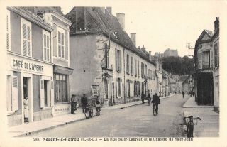 Cpa 28 Nogent Le Rotrou La Rue St Laurent Et Chateau De Saint Jean