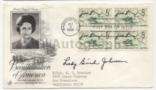 Lady Bird Johnson - U.  S.  First Lady,  Lyndon B.  Johnson - Signed Fdc