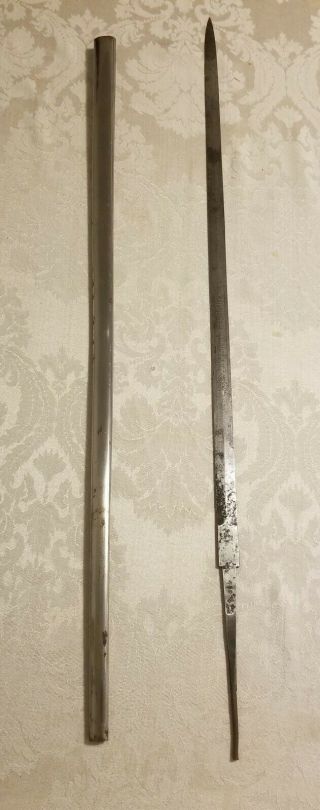 Vintage Etched Ceremonial Masonic Sword Blade With Scabbard From C.  E.  Ward Co.