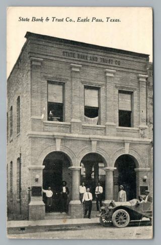 State Bank & Trust Co Eagle Pass Texas Antique Maverick County Tx Postcard 1910s