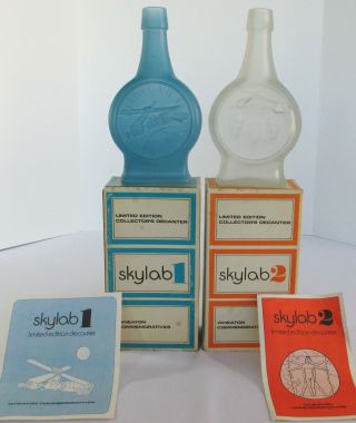 2 Vintage 1973 Nasa Skylab 1 & 2 Wheaton Commemorative Decanter Bottles Nos Box