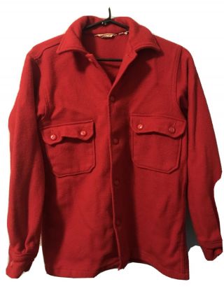 Vintage Official Boy Scouts Of America Red Wool Jacket Shirt Size 38