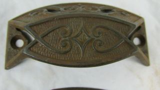 10 Matching Drawer Bin Pulls Victorian Eastlake,  Cast Iron,  Antique 2