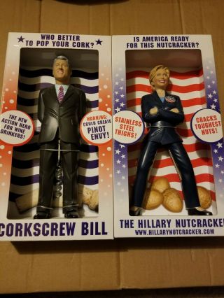 Hillary Nutcracker And Corkscrew Bill Clinton Set Novelty Action Figures Set