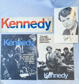 1968 Robert F Kennedy For President Bumper Sticker,  Photo,  Campaign Literature