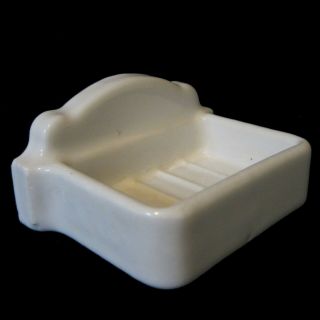 Antique Art Deco Soap Dish White Porcelain Wall Mount Fixture Vintage Ceramic