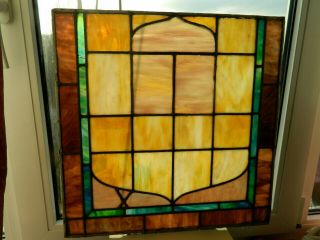 19th C Antique Colored American Leaded Glass Window Panel For Restoring.  20 " X20 "