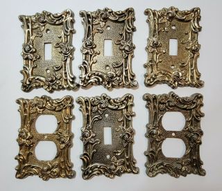Vintage 1967 Ornate American Tack & Howe Brass Light Switch & Outlet Covers