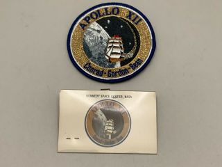 Vintage Nasa Apollo 12 Xii Mission Patch & Numbered Launch View Pass