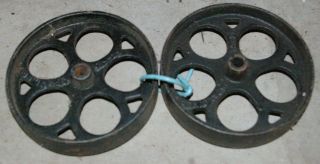 Set Antique Cast Iron Industrial Spoke Wheels Spalding T - 9 - 2 4 3/4 " Diameter
